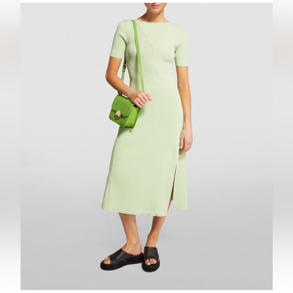 🩷SOLD🩷Maje bateau light green ribbed sweater midi dress 36 XS S - Picture 9 of 16